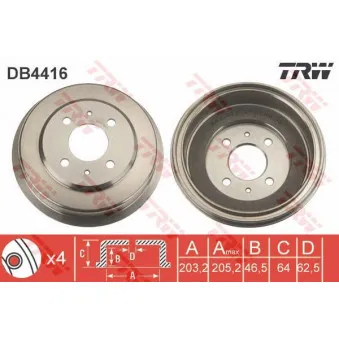 TRW DB4416 - Tambour de frein