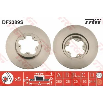 TRW DF2389S - Jeu de 2 disques de frein avant
