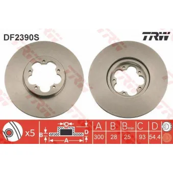 Jeu de 2 disques de frein avant TRW OEM DDF1555-1