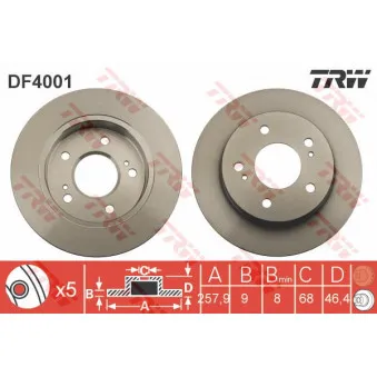 Jeu de 2 disques de frein arrière TRW DF4001