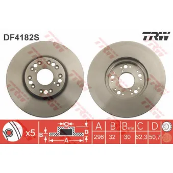 Jeu de 2 disques de frein avant TRW DF4182S