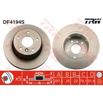 TRW DF4194S - Jeu de 2 disques de frein avant