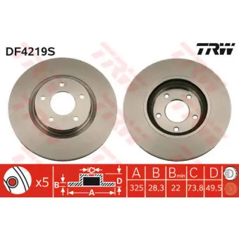 Jeu de 2 disques de frein avant TRW OEM 20-1222