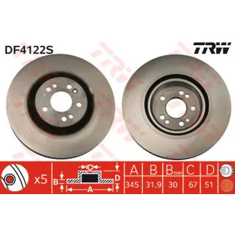 TRW DF4222S - Jeu de 2 disques de frein avant