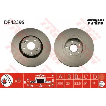 TRW DF4229S - Jeu de 2 disques de frein avant