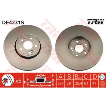 Jeu de 2 disques de frein avant TRW DF4231S