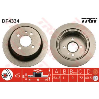 TRW DF4334 - Jeu de 2 disques de frein arrière