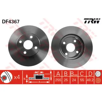 Jeu de 2 disques de frein avant TRW OEM BDA2292.20