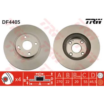 TRW DF4405 - Jeu de 2 disques de frein avant