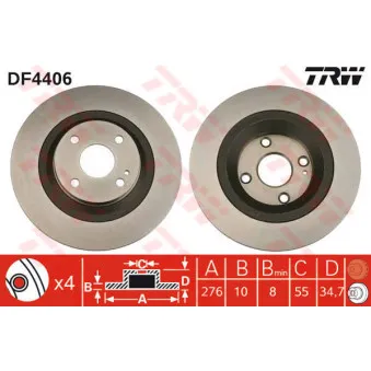 Jeu de 2 disques de frein arrière TRW OEM df1652