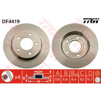 Jeu de 2 disques de frein arrière TRW OEM 35-15 523 0022/PD