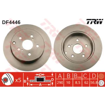 TRW DF4446 - Jeu de 2 disques de frein arrière