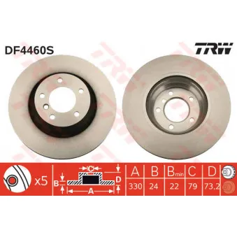 TRW DF4460S - Jeu de 2 disques de frein avant