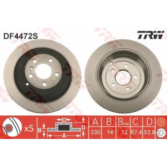 TRW DF4472S - Jeu de 2 disques de frein arrière