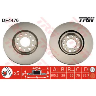 Jeu de 2 disques de frein avant TRW OEM 8DD 355 116-631