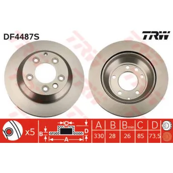 TRW DF4487S - Jeu de 2 disques de frein arrière