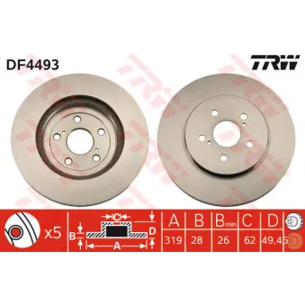 TRW DF4493 - Jeu de 2 disques de frein avant