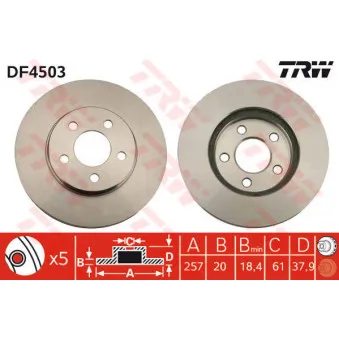 Jeu de 2 disques de frein avant TRW DF4503