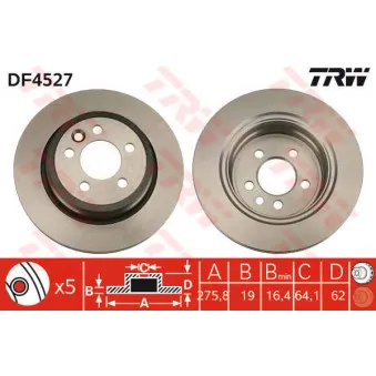TRW DF4527 - Jeu de 2 disques de frein arrière