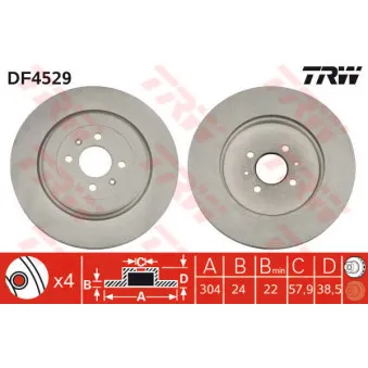 TRW DF4529 - Jeu de 2 disques de frein avant