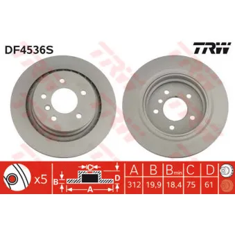 Disque de frein arrière droit TRW OEM 34212227178
