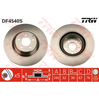 Jeu de 2 disques de frein avant TRW DF4540S