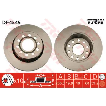 TRW DF4545 - Jeu de 2 disques de frein arrière