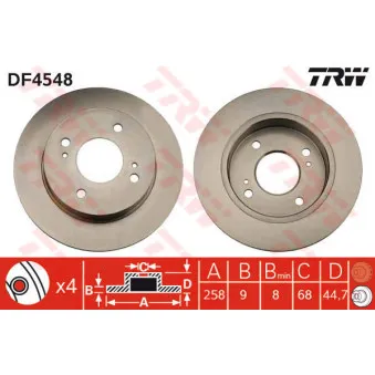 TRW DF4548 - Jeu de 2 disques de frein arrière