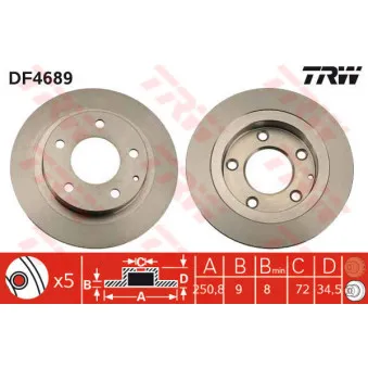 TRW DF4689 - Jeu de 2 disques de frein arrière
