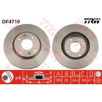 TRW DF4710 - Jeu de 2 disques de frein avant
