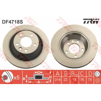 Jeu de 2 disques de frein arrière TRW OEM DDF1698-1