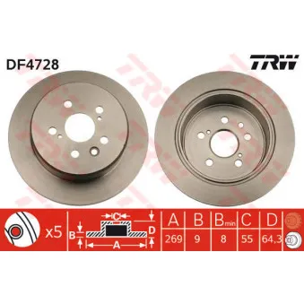 TRW DF4728 - Jeu de 2 disques de frein arrière