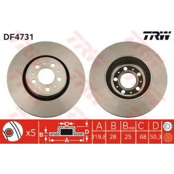 Jeu de 2 disques de frein avant TRW OEM 6110764