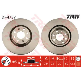 TRW DF4737 - Jeu de 2 disques de frein avant