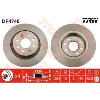 TRW DF4740 - Jeu de 2 disques de frein arrière