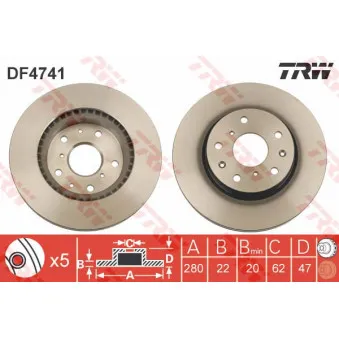 Jeu de 2 disques de frein avant TRW OEM BDR2367.20