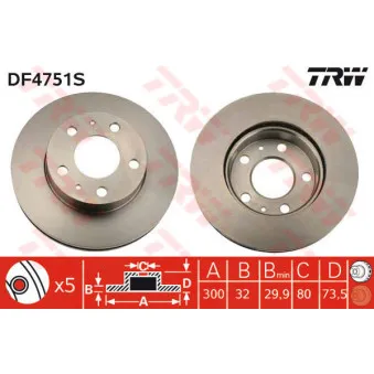 TRW DF4751S - Jeu de 2 disques de frein avant
