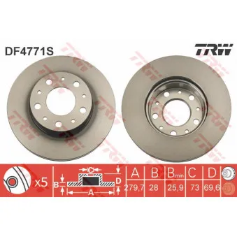 Jeu de 2 disques de frein avant TRW OEM 60-00-0241C