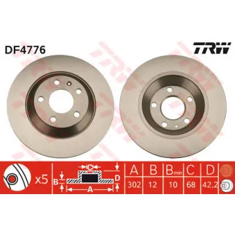 TRW DF4776 - Jeu de 2 disques de frein arrière