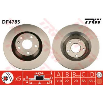 TRW DF4785 - Jeu de 2 disques de frein arrière