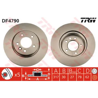 TRW DF4790 - Jeu de 2 disques de frein avant
