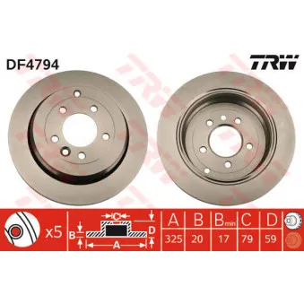 TRW DF4794 - Jeu de 2 disques de frein arrière