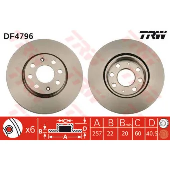 Jeu de 2 disques de frein avant TRW OEM DDF1304-1