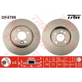 Jeu de 2 disques de frein avant TRW DF4799