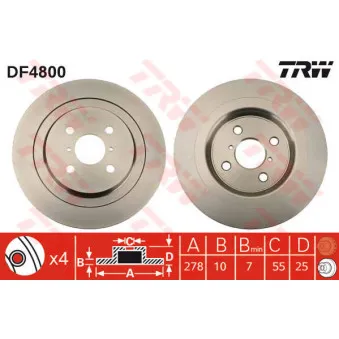 TRW DF4800 - Jeu de 2 disques de frein arrière