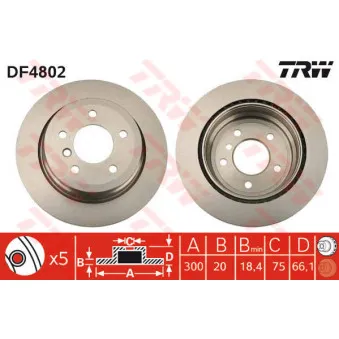 TRW DF4802 - Jeu de 2 disques de frein arrière