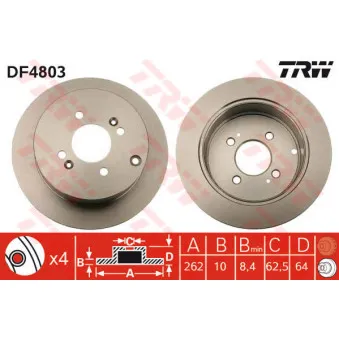 TRW DF4803 - Jeu de 2 disques de frein arrière