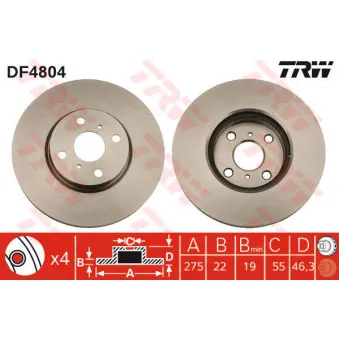 Jeu de 2 disques de frein avant TRW DF4804