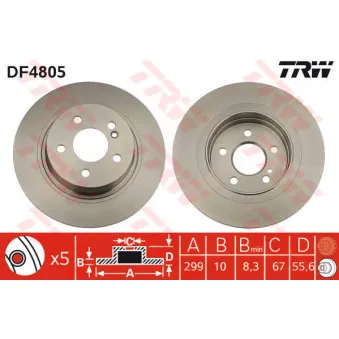 Jeu de 2 disques de frein arrière TRW DF4805