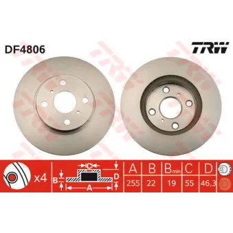 TRW DF4806 - Jeu de 2 disques de frein avant